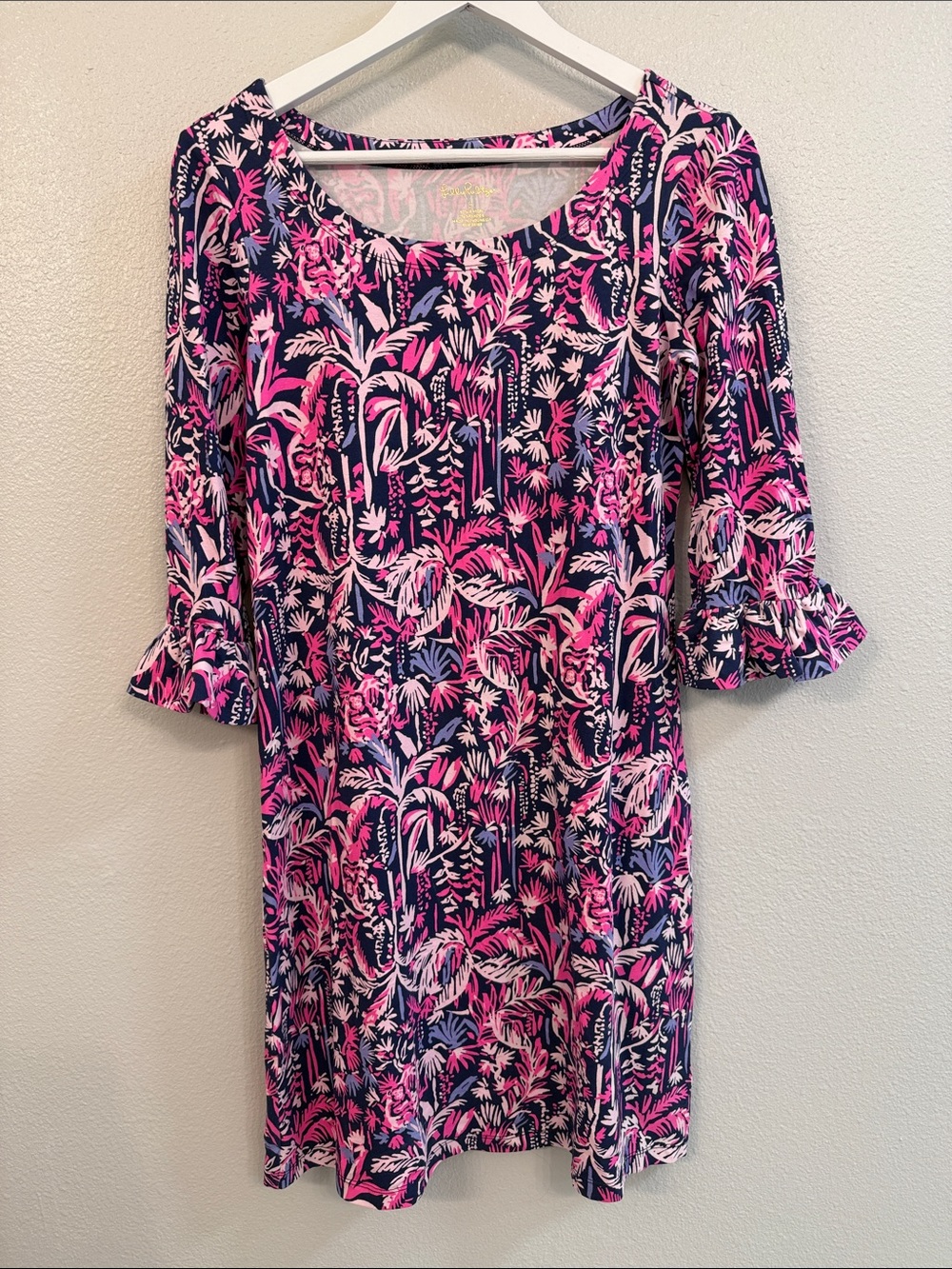 Lilly Pulitzer Sophie Ruffle Dress Bright Navy Swing of Things Size Small